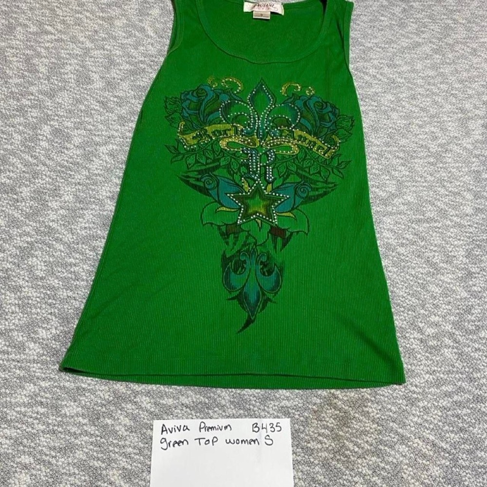 Aviva Premium Green Tank Top women Small. SKU-B435